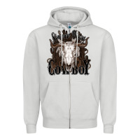 Dove Grey Simmer down Cowboy Zipper Hoodie - HowdyJamesFarm