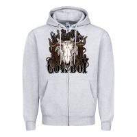 Heather Grey Simmer down Cowboy Zipper Hoodie - HowdyJamesFarm
