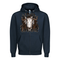 Navy Simmer down Cowboy Zipper Hoodie - HowdyJamesFarm