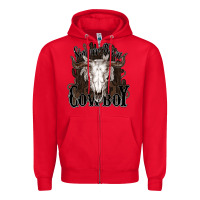 Red Simmer down Cowboy Zipper Hoodie - HowdyJamesFarm