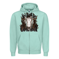 Seafoam Simmer down Cowboy Zipper Hoodie - HowdyJamesFarm