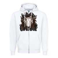 White Simmer down Cowboy Zipper Hoodie - HowdyJamesFarm
