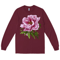 Burgundy Peony Flower Illustrations Long Sleeve Tee - LillyAllenDesigns