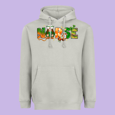 St. Patrick's Day Nurse With Gnome Heavyweight Hoodie Designed By Howdyjamesfarm