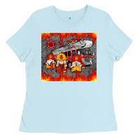 Baby Blue fire truck gnomes Ladies Tee - Artiststas