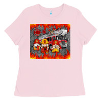 Bubblegum Pink fire truck gnomes Ladies Tee - Artiststas