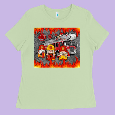 Fire Truck Gnomes Ladies Tee Designed By Artiststas