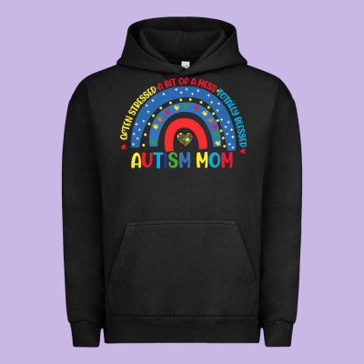 Often Stressed A Bit Of A Mess Totally Blessed Aut Urban Hoodie Designed By Cowhidedigitalart