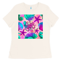 Bone summer beach seamless pattern Ladies Tee - BundleAndBundleShop