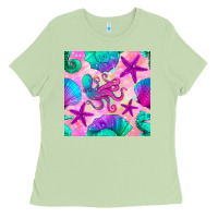 Matcha summer beach seamless pattern Ladies Tee - BundleAndBundleShop