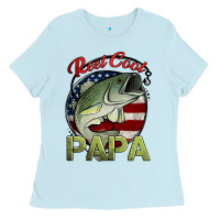 Baby Blue reel cool papa fishing Ladies Tee - Jasminsmagicworld