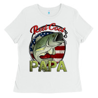 White reel cool papa fishing Ladies Tee - Jasminsmagicworld