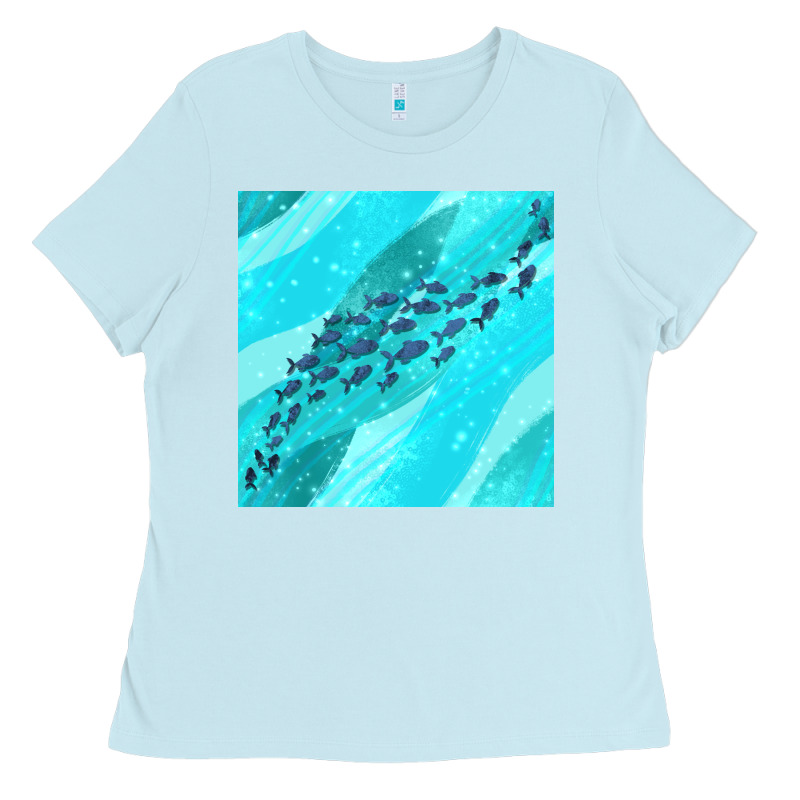 Fish And Sea Seamless Pattern Ladies Tee by BundleAndBundleShop | Teevron