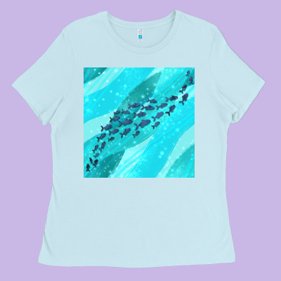 Fish And Sea Seamless Pattern Ladies Tee Designed By Bundleandbundleshop