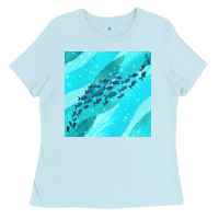 Baby Blue fish and sea seamless pattern Ladies Tee - BundleAndBundleShop
