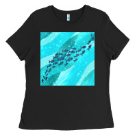 Black fish and sea seamless pattern Ladies Tee - BundleAndBundleShop