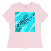 Bubblegum Pink fish and sea seamless pattern Ladies Tee - BundleAndBundleShop