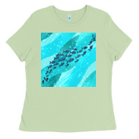 Matcha fish and sea seamless pattern Ladies Tee - BundleAndBundleShop