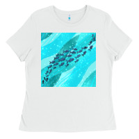 White fish and sea seamless pattern Ladies Tee - BundleAndBundleShop
