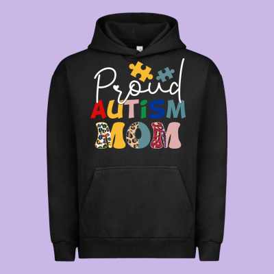 Proud Autism Mom Leopard Pattern Design Autism Awa Urban Hoodie Designed By Cowhidedigitalart