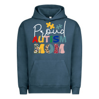 Pigment Midnight Navy Proud Autism Mom Leopard Pattern Design Autism Awa Urban Hoodie - CowhideDigitalArt