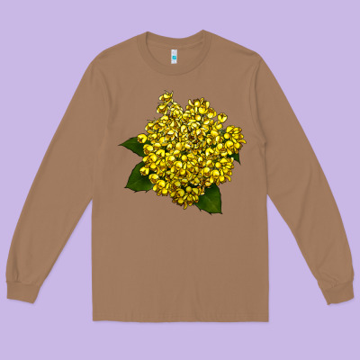 Oregon Grape Flower Illustrations Long Sleeve Tee Designed By Lillyallendesigns
