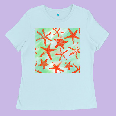 Starfish Seamless Pattern Ladies Tee Designed By Bundleandbundleshop