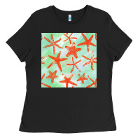 Black starfish seamless pattern Ladies Tee - BundleAndBundleShop