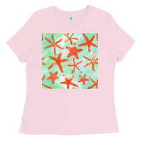 Bubblegum Pink starfish seamless pattern Ladies Tee - BundleAndBundleShop