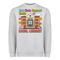 Heather Grey hot girls support their local library Heavyweight Sweatshirt - Artiststas