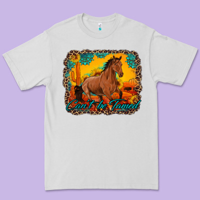 Can't Be Tamed Horse With Sunflowers Turquoise Gemstone Western Sunset Premium Tee Designed By Artiststas