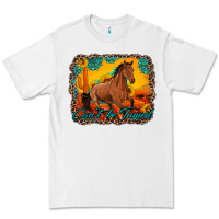 White can't be tamed horse with sunflowers turquoise gemstone western sunset Premium Tee - Artiststas
