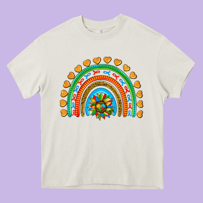 Autism Heart Ribbon Rainbow Heavy Core Tee Designed By Adodesignshop