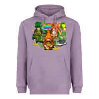 Lavender St. Patrick's Day gnomies with leopard tumbler Heavyweight Hoodie - HowdyJamesFarm