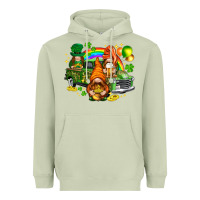 Matcha St. Patrick's Day gnomies with leopard tumbler Heavyweight Hoodie - HowdyJamesFarm