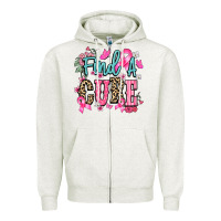 Oatmeal Heather Find a cure Cancer Awareness Zipper Hoodie - HowdyJamesFarm