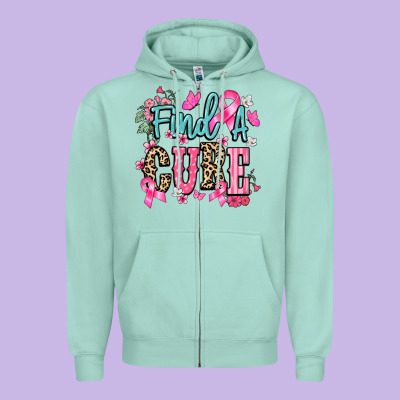 Find A Cure Cancer Awareness Zipper Hoodie Designed By Howdyjamesfarm