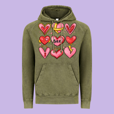 Sketch Hearts Vintage Hoodie Designed By Maliassmallbusiness
