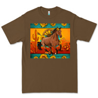 Cacao western sunset galloping horse sunflower Premium Tee - Artiststas