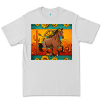 Dove Grey western sunset galloping horse sunflower Premium Tee - Artiststas