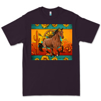 Plum western sunset galloping horse sunflower Premium Tee - Artiststas