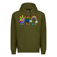 Army Green Peace love pride Premium Hoodie - CowGirlArtShop