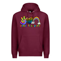Burgundy Peace love pride Premium Hoodie - CowGirlArtShop