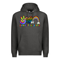 Charcoal Heather Peace love pride Premium Hoodie - CowGirlArtShop