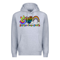 Heather Grey Peace love pride Premium Hoodie - CowGirlArtShop