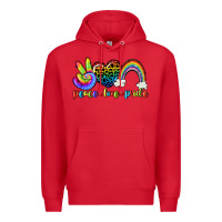 Red Peace love pride Premium Hoodie - CowGirlArtShop