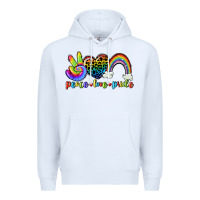 White Peace love pride Premium Hoodie - CowGirlArtShop
