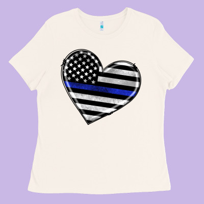 American Thin Blue Line Flag Ladies Tee Designed By Artiststas