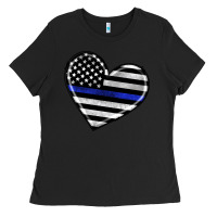 Black american thin blue line flag Ladies Tee - Artiststas