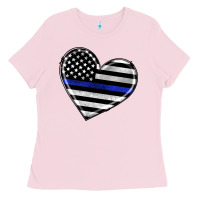 Bubblegum Pink american thin blue line flag Ladies Tee - Artiststas